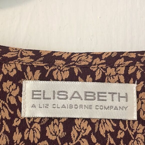 Elisabeth sophisticated lined vest in maroon & tan tiny floral print size 22 - Picture 8 of 9